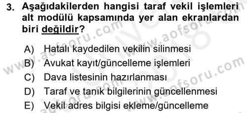 Ulusal Yargı Ağı Projesi 2 Dersi 2017 - 2018 Yılı 3 Ders Sınav Soruları 3. Soru