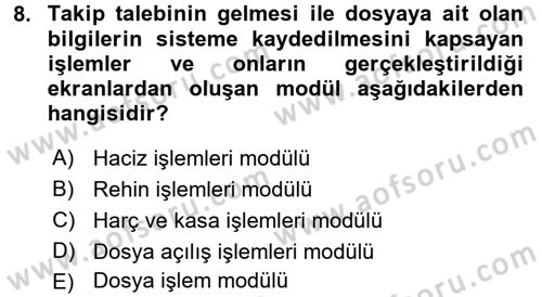 Ulusal Yargı Ağı Projesi 2 Dersi 2017 - 2018 Yılı 3 Ders Sınav Soruları 8. Soru