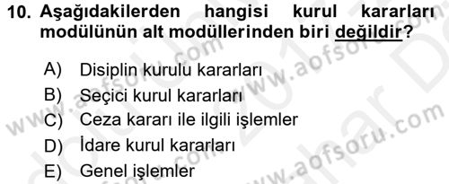 Ulusal Yargı Ağı Projesi 2 Dersi 2017 - 2018 Yılı (Vize) Ara Sınav Soruları 10. Soru