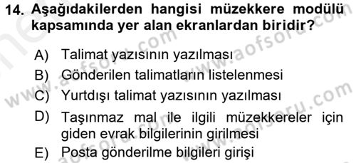 Ulusal Yargı Ağı Projesi 2 Dersi Ara Sınavı Deneme Sınav Soruları 14. Soru