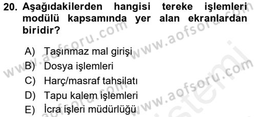 Ulusal Yargı Ağı Projesi 2 Dersi Ara Sınavı Deneme Sınav Soruları 20. Soru