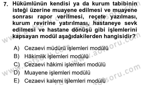 Ulusal Yargı Ağı Projesi 2 Dersi Ara Sınavı Deneme Sınav Soruları 7. Soru