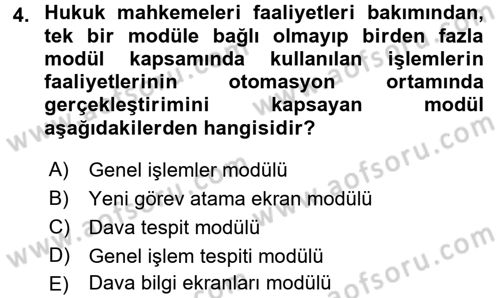 Ulusal Yargı Ağı Projesi 2 Dersi 2017 - 2018 Yılı (Final) Dönem Sonu Sınav Soruları 4. Soru