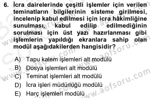 Ulusal Yargı Ağı Projesi 2 Dersi 2017 - 2018 Yılı (Final) Dönem Sonu Sınav Soruları 6. Soru