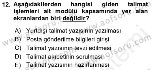 Ulusal Yargı Ağı Projesi 2 Dersi 2018 - 2019 Yılı (Vize) Ara Sınav Soruları 12. Soru