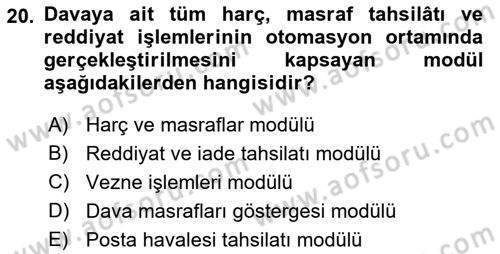 Ulusal Yargı Ağı Projesi 2 Dersi 2018 - 2019 Yılı (Vize) Ara Sınav Soruları 20. Soru