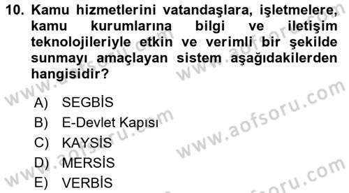 Mesleki Bilgisayar Ve Uyap Dersi 2020 - 2021 Yılı Yaz Okulu Sınav Soruları 10. Soru