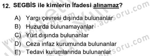 Mesleki Bilgisayar Ve Uyap Dersi 2020 - 2021 Yılı Yaz Okulu Sınav Soruları 12. Soru