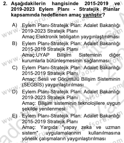 Mesleki Bilgisayar Ve Uyap Dersi 2020 - 2021 Yılı Yaz Okulu Sınav Soruları 2. Soru