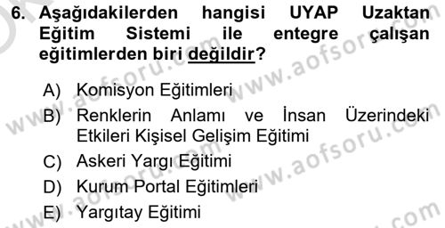 Mesleki Bilgisayar Ve Uyap Dersi 2020 - 2021 Yılı Yaz Okulu Sınav Soruları 6. Soru