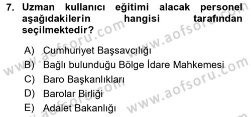 Mesleki Bilgisayar Ve Uyap Dersi 2020 - 2021 Yılı Yaz Okulu Sınav Soruları 7. Soru