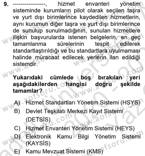 Mesleki Bilgisayar Ve Uyap Dersi 2020 - 2021 Yılı Yaz Okulu Sınav Soruları 9. Soru