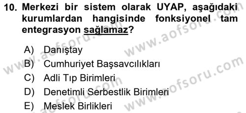 Mesleki Bilgisayar Ve Uyap Dersi 2021 - 2022 Yılı (Vize) Ara Sınav Soruları 10. Soru