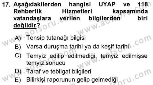 Mesleki Bilgisayar Ve Uyap Dersi 2021 - 2022 Yılı (Vize) Ara Sınav Soruları 17. Soru