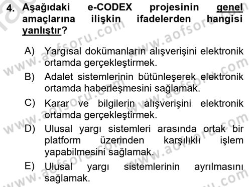 Mesleki Bilgisayar Ve Uyap Dersi 2021 - 2022 Yılı (Vize) Ara Sınav Soruları 4. Soru