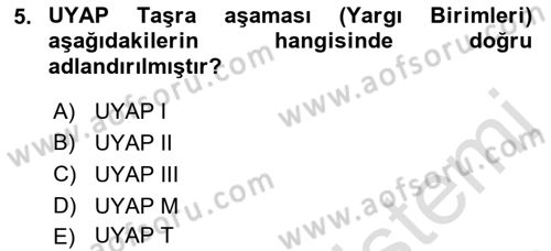 Mesleki Bilgisayar Ve Uyap Dersi 2021 - 2022 Yılı (Vize) Ara Sınav Soruları 5. Soru