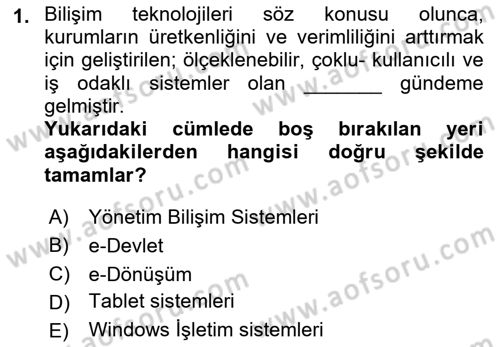 Mesleki Bilgisayar Ve Uyap Dersi 2021 - 2022 Yılı (Final) Dönem Sonu Sınav Soruları 1. Soru