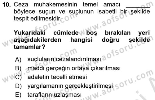 Mesleki Bilgisayar Ve Uyap Dersi 2021 - 2022 Yılı (Final) Dönem Sonu Sınav Soruları 10. Soru