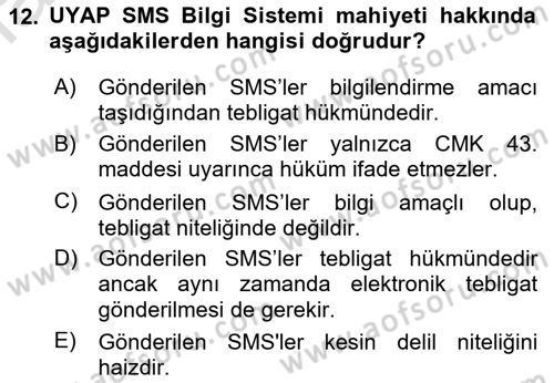 Mesleki Bilgisayar Ve Uyap Dersi 2021 - 2022 Yılı (Final) Dönem Sonu Sınav Soruları 12. Soru