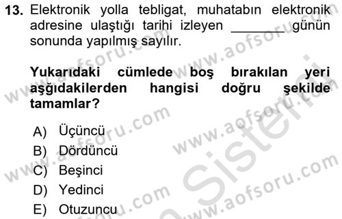 Mesleki Bilgisayar Ve Uyap Dersi 2021 - 2022 Yılı (Final) Dönem Sonu Sınav Soruları 13. Soru