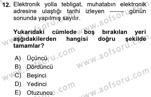 Mesleki Bilgisayar Ve Uyap Dersi 2021 - 2022 Yılı Yaz Okulu Sınav Soruları 12. Soru