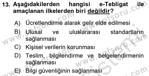 Mesleki Bilgisayar Ve Uyap Dersi 2021 - 2022 Yılı Yaz Okulu Sınav Soruları 13. Soru