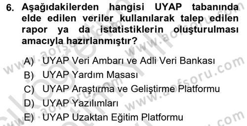 Mesleki Bilgisayar Ve Uyap Dersi 2021 - 2022 Yılı Yaz Okulu Sınav Soruları 6. Soru