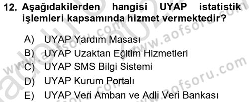 Mesleki Bilgisayar Ve Uyap Dersi 2022 - 2023 Yılı (Vize) Ara Sınav Soruları 12. Soru