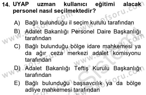 Mesleki Bilgisayar Ve Uyap Dersi 2022 - 2023 Yılı (Vize) Ara Sınav Soruları 14. Soru