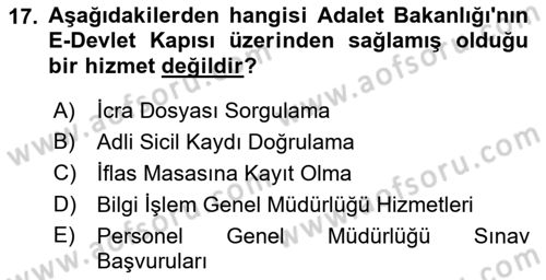 Mesleki Bilgisayar Ve Uyap Dersi 2022 - 2023 Yılı (Vize) Ara Sınav Soruları 17. Soru