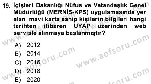 Mesleki Bilgisayar Ve Uyap Dersi 2022 - 2023 Yılı (Vize) Ara Sınav Soruları 19. Soru