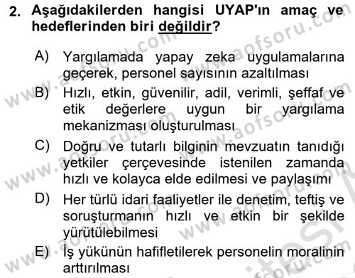 Mesleki Bilgisayar Ve Uyap Dersi 2022 - 2023 Yılı (Vize) Ara Sınav Soruları 2. Soru