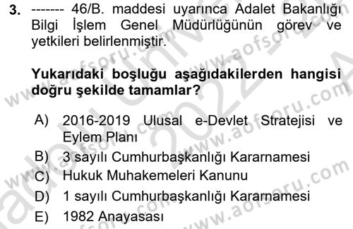 Mesleki Bilgisayar Ve Uyap Dersi 2022 - 2023 Yılı (Vize) Ara Sınav Soruları 3. Soru
