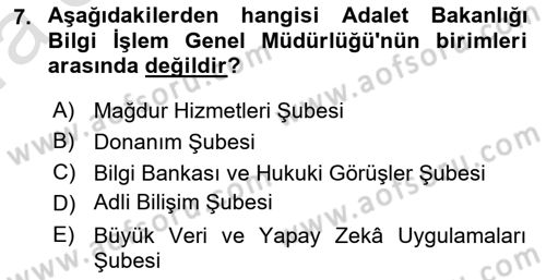 Mesleki Bilgisayar Ve Uyap Dersi 2022 - 2023 Yılı (Vize) Ara Sınav Soruları 7. Soru