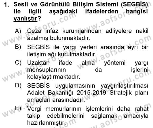Mesleki Bilgisayar Ve Uyap Dersi 2022 - 2023 Yılı (Final) Dönem Sonu Sınav Soruları 1. Soru