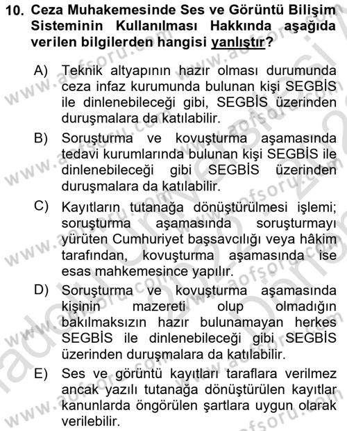 Mesleki Bilgisayar Ve Uyap Dersi 2022 - 2023 Yılı (Final) Dönem Sonu Sınav Soruları 10. Soru