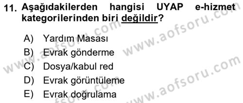 Mesleki Bilgisayar Ve Uyap Dersi 2022 - 2023 Yılı (Final) Dönem Sonu Sınav Soruları 11. Soru
