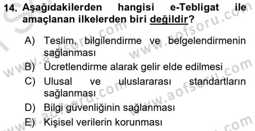 Mesleki Bilgisayar Ve Uyap Dersi 2022 - 2023 Yılı (Final) Dönem Sonu Sınav Soruları 14. Soru