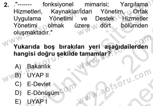 Mesleki Bilgisayar Ve Uyap Dersi 2022 - 2023 Yılı (Final) Dönem Sonu Sınav Soruları 2. Soru