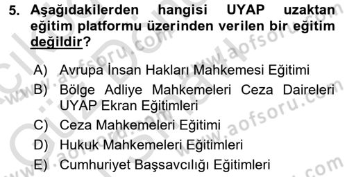 Mesleki Bilgisayar Ve Uyap Dersi 2022 - 2023 Yılı (Final) Dönem Sonu Sınav Soruları 5. Soru