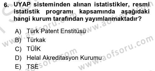 Mesleki Bilgisayar Ve Uyap Dersi 2022 - 2023 Yılı (Final) Dönem Sonu Sınav Soruları 6. Soru