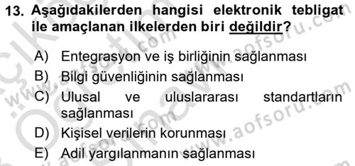 Mesleki Bilgisayar Ve Uyap Dersi 2022 - 2023 Yılı Yaz Okulu Sınav Soruları 13. Soru