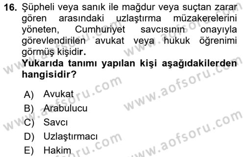 Mesleki Bilgisayar Ve Uyap Dersi 2022 - 2023 Yılı Yaz Okulu Sınav Soruları 16. Soru