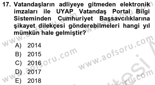Mesleki Bilgisayar Ve Uyap Dersi 2022 - 2023 Yılı Yaz Okulu Sınav Soruları 17. Soru