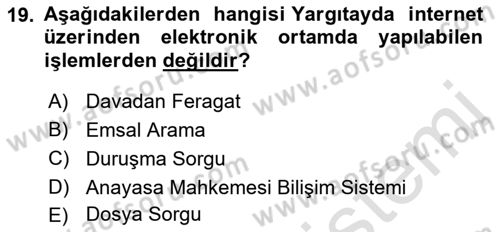 Mesleki Bilgisayar Ve Uyap Dersi 2022 - 2023 Yılı Yaz Okulu Sınav Soruları 19. Soru