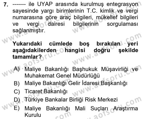 Mesleki Bilgisayar Ve Uyap Dersi 2022 - 2023 Yılı Yaz Okulu Sınav Soruları 7. Soru