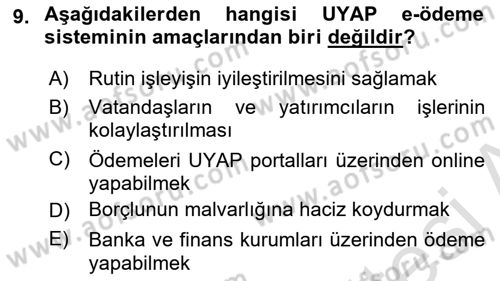 Mesleki Bilgisayar Ve Uyap Dersi 2022 - 2023 Yılı Yaz Okulu Sınav Soruları 9. Soru