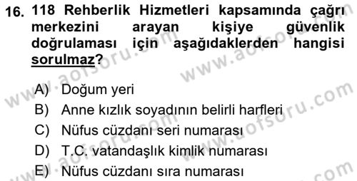 Mesleki Bilgisayar Ve Uyap Dersi 2023 - 2024 Yılı (Vize) Ara Sınav Soruları 16. Soru