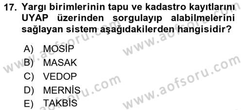Mesleki Bilgisayar Ve Uyap Dersi 2023 - 2024 Yılı (Vize) Ara Sınav Soruları 17. Soru