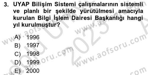 Mesleki Bilgisayar Ve Uyap Dersi 2023 - 2024 Yılı (Vize) Ara Sınav Soruları 3. Soru